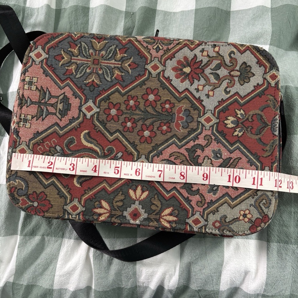 Vintage 80s 90s Y2K Needlepoint Tapestry Purse Handbag Structured Travel Case - Picture 12 of 15